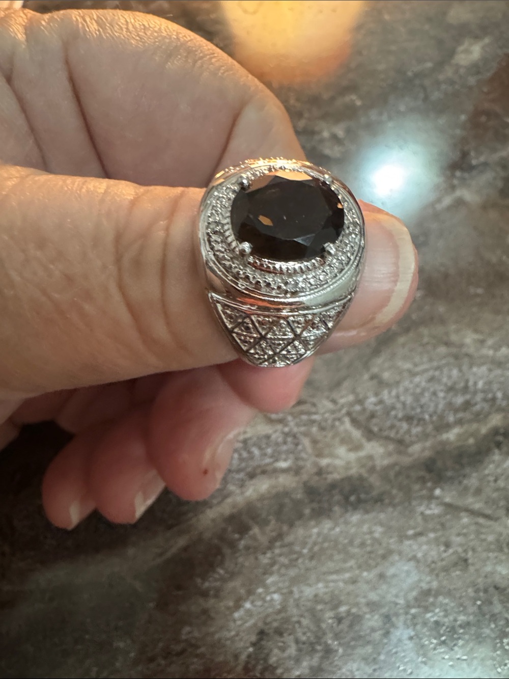 Men's Silver Ring with Black Stone - Classic Statement